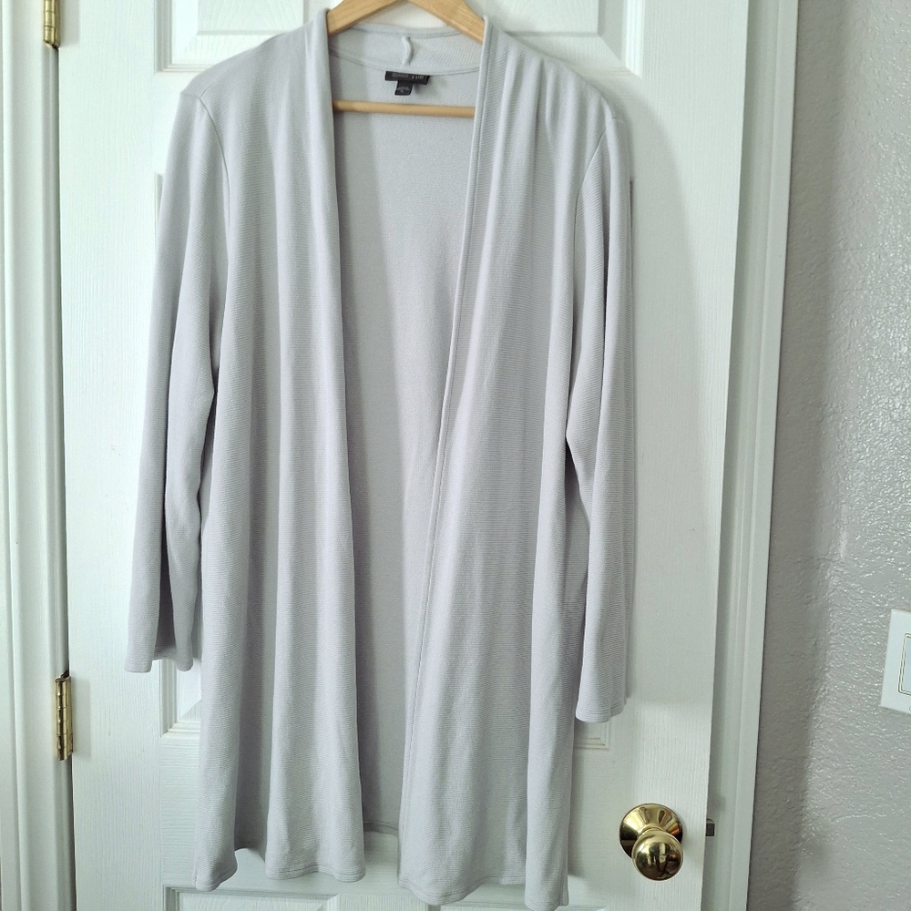 J Jill Wearever Collection Cardigan Sweater Womens XL Grey Duster Open Front